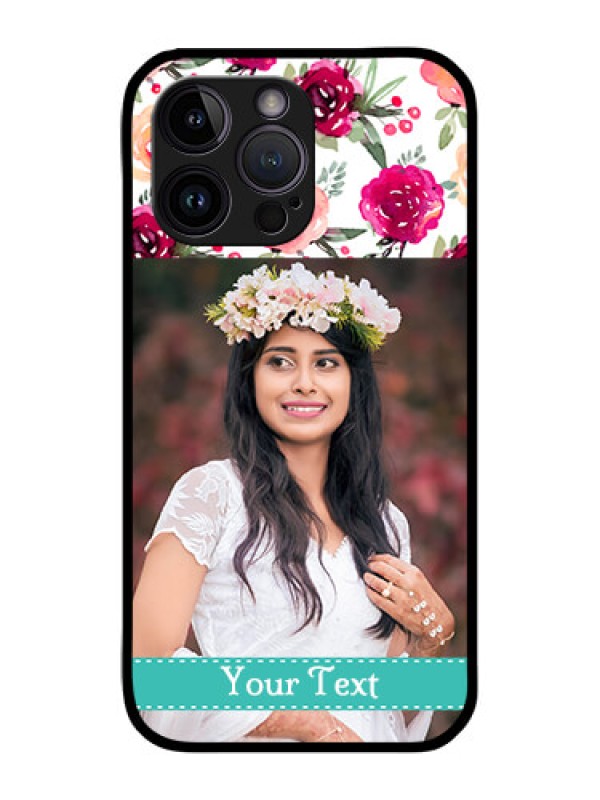 Custom iPhone 14 Pro Max Custom Glass Phone Case - Watercolor Floral Design
