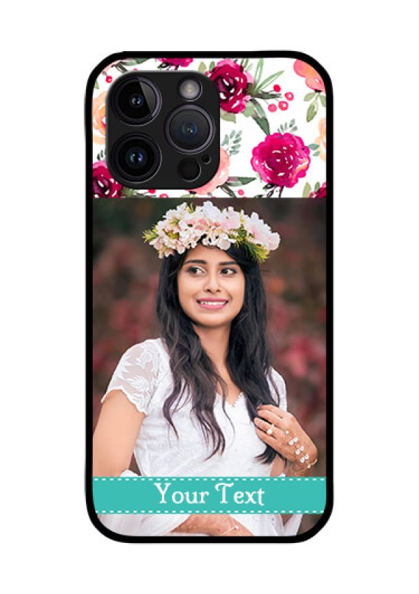 iPhone 14 Pro Max Custom Glass Phone Case - Watercolor Floral Design