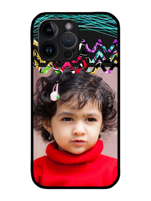 Custom iPhone 14 Pro Max Personalized Glass Phone Case - Neon Abstract Design