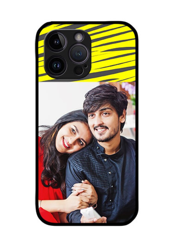 iPhone 14 Pro Max Photo Printing on Glass Case - Yellow Abstract Design