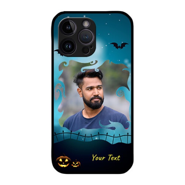 iPhone 14 Pro Max Custom Glass Phone Case - Halloween frame design