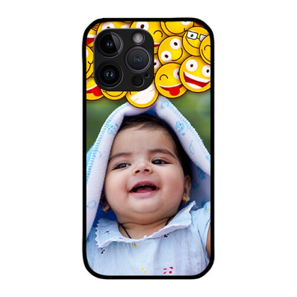iPhone 14 Pro Max Custom Glass Mobile Case - with Smiley Emoji Design iPhone 14 Pro Max Custom Glass Mobile Case - with Smiley Emoji Design