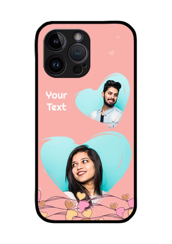 iPhone 14 Pro Max Custom Glass Mobile Case - Love Doodle Design