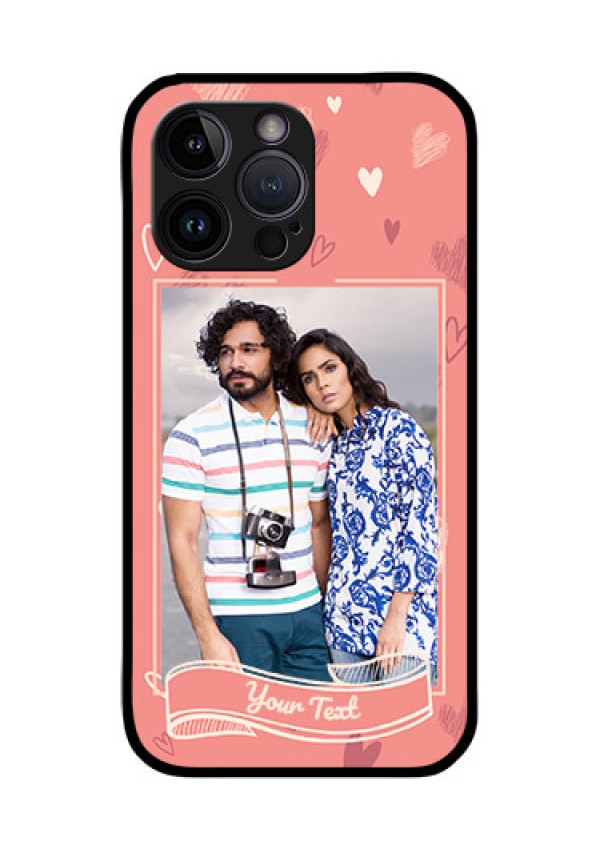 iPhone 14 Pro Max Custom Glass Phone Case - Love doodle art Design