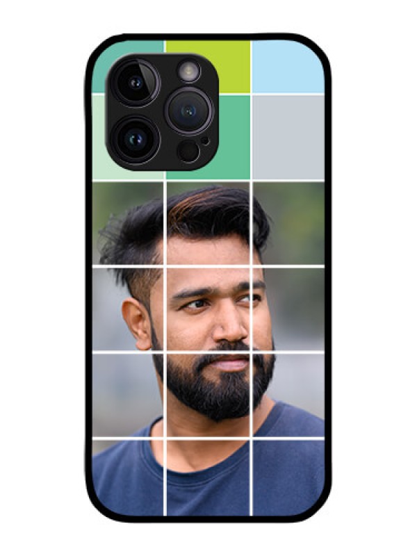 Custom iPhone 14 Pro Max Photo Printing on Glass Case - with white box pattern