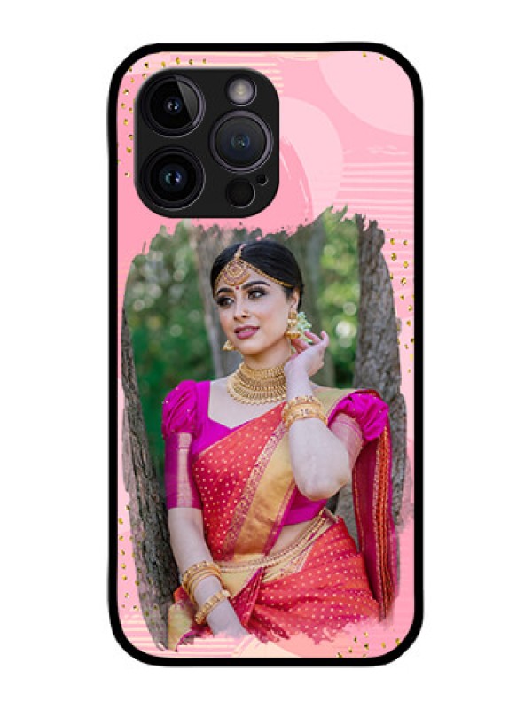 Custom iPhone 14 Pro Max Personalized Glass Phone Case - Gold Glitter Splash Design