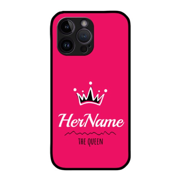 iPhone 14 Pro Max Glass Phone Case Queen with Name iPhone 14 Pro Max Glass Phone Case Queen with Name