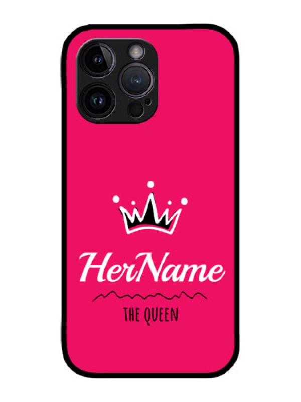 Custom iPhone 14 Pro Max Glass Phone Case Queen with Name