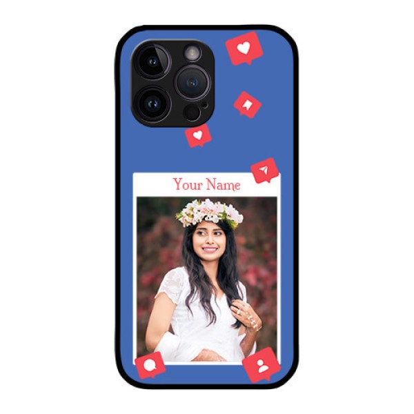 iPhone 14 Pro Max Custom Glass Phone Case - Like Share And Comment Design iPhone 14 Pro Max Custom Glass Phone Case - Like Share And Comment Design