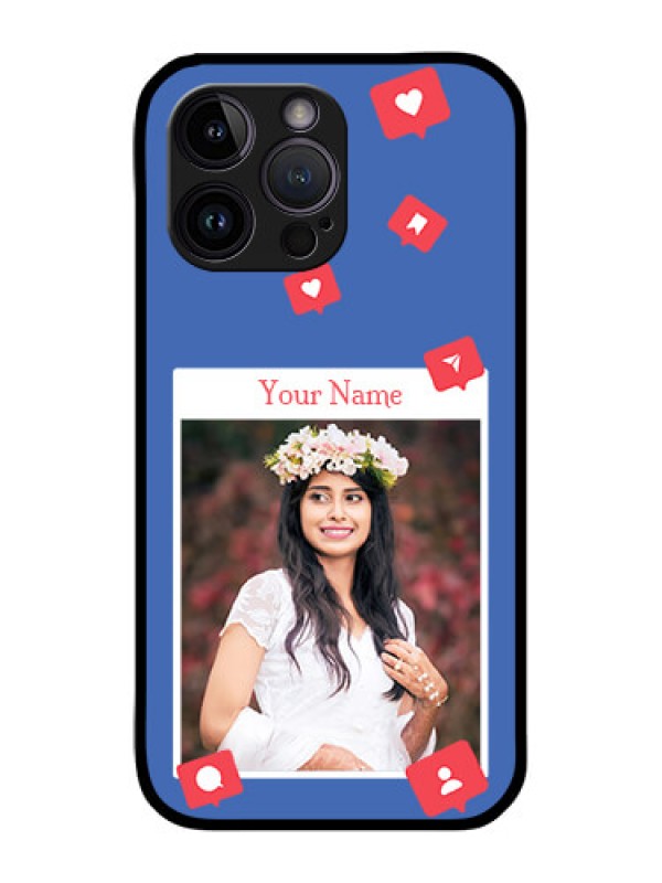 Custom iPhone 14 Pro Max Custom Glass Phone Case - Like Share And Comment Design