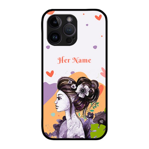 iPhone 14 Pro Max Personalized Glass Phone Case - Woman And Nature Design iPhone 14 Pro Max Personalized Glass Phone Case - Woman And Nature Design
