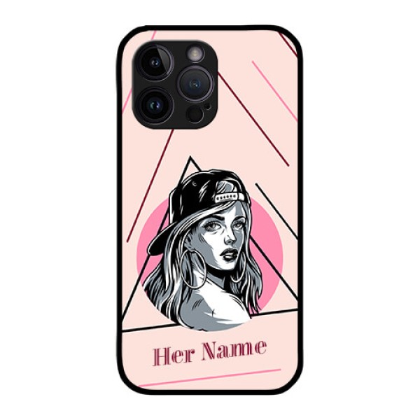 iPhone 14 Pro Max Personalized Glass Phone Case - Rockstar Girl Design