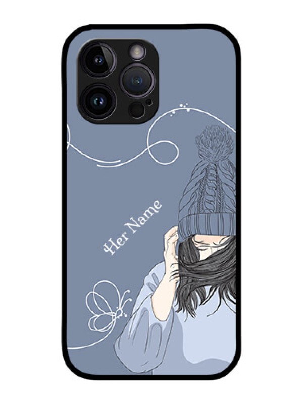 Custom iPhone 14 Pro Max Custom Glass Mobile Case - Girl in winter outfit Design
