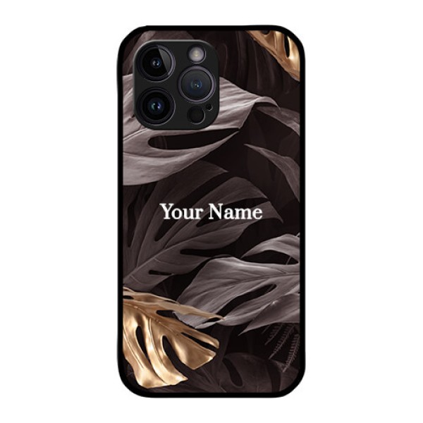 iPhone 14 Pro Max Personalised Glass Phone Case - Wild Leaves digital paint Design iPhone 14 Pro Max Personalised Glass Phone Case - Wild Leaves digital paint Design