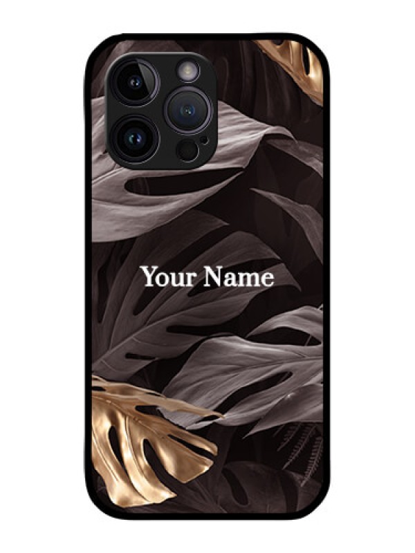 Custom iPhone 14 Pro Max Personalised Glass Phone Case - Wild Leaves digital paint Design