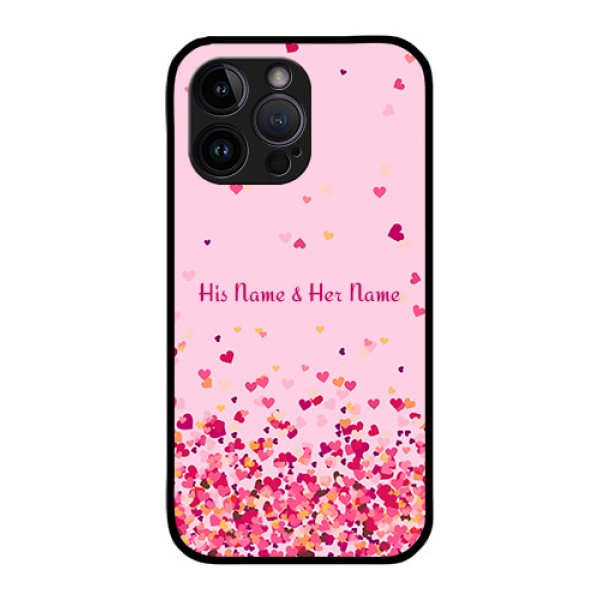 iPhone 14 Pro Max Photo Printing on Glass Case - Floating Hearts Design