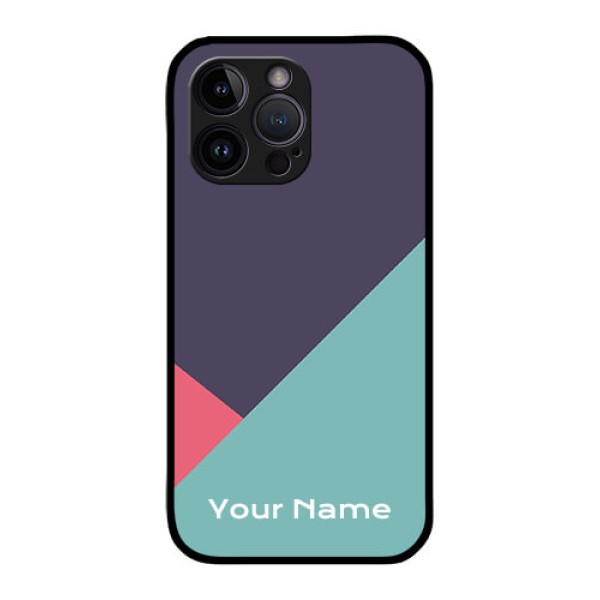 iPhone 14 Pro Max Custom Glass Mobile Case - Tri Color abstract Design
