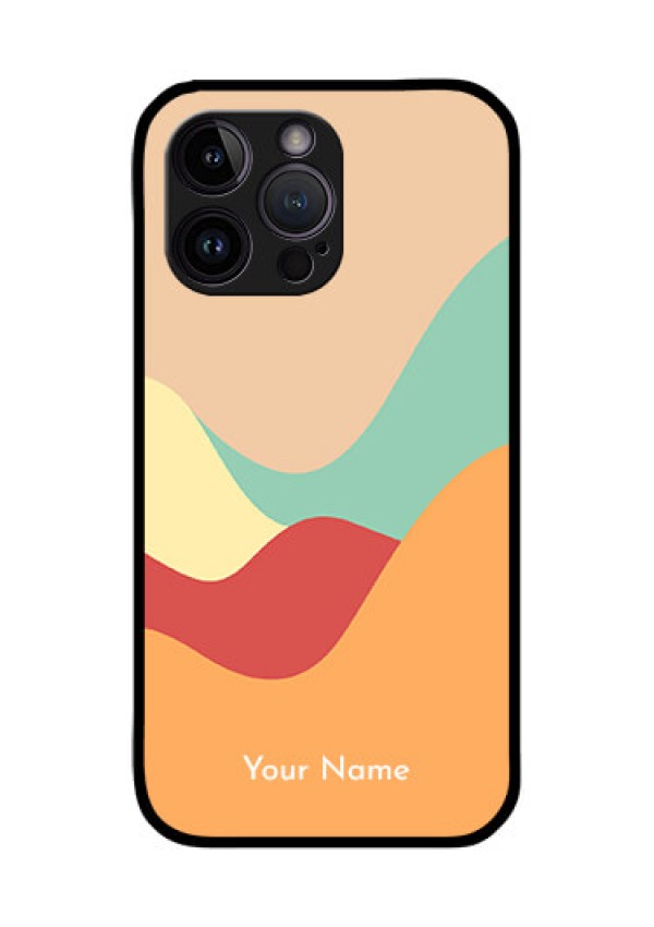 iPhone 14 Pro Max Personalized Glass Phone Case - Ocean Waves Multi-colour Design