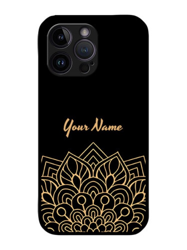 Custom iPhone 14 Pro Max Custom Glass Phone Case - Golden mandala Design