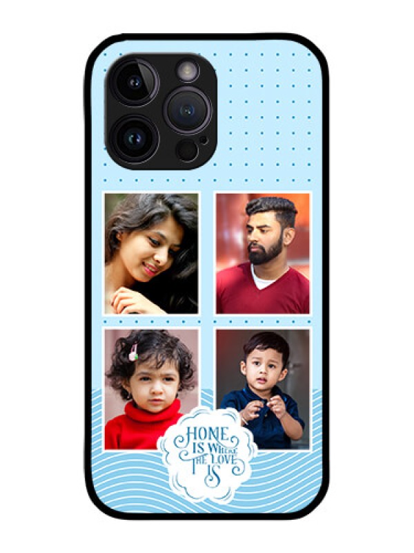 Custom iPhone 14 Pro Max Custom Glass Phone Case - Cute love quote with 4 pic upload Design