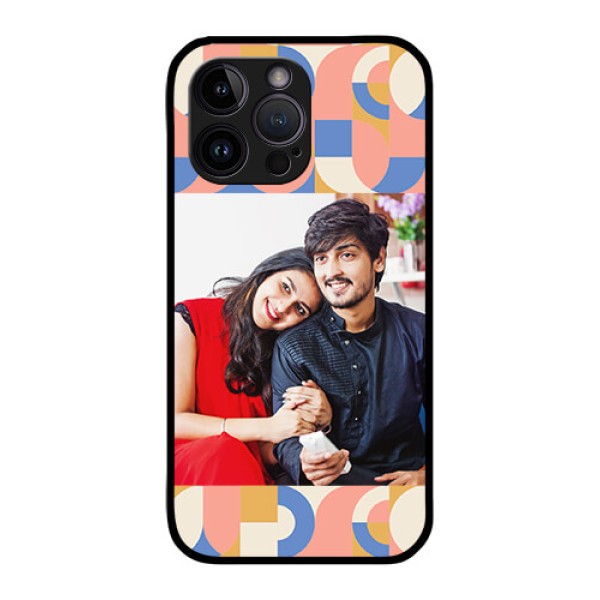 iPhone 14 Pro Max Photo Printing on Glass Case - Semi-circle Maze Pattern Design iPhone 14 Pro Max Photo Printing on Glass Case - Semi-circle Maze Pattern Design