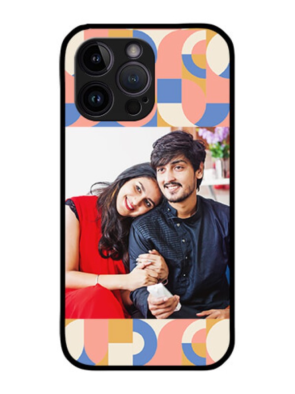 Custom iPhone 14 Pro Max Photo Printing on Glass Case - Semi-circle Maze Pattern Design