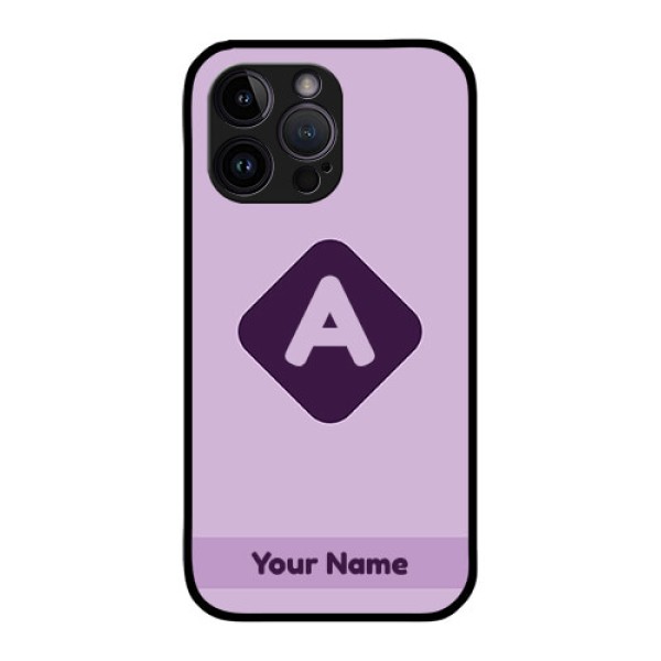 iPhone 14 Pro Max Custom Glass Mobile Case - Custom Letter in curved badge Design iPhone 14 Pro Max Custom Glass Mobile Case - Custom Letter in curved badge Design