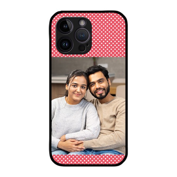 iPhone 14 Pro Custom Glass Phone Case - White Dotted Design