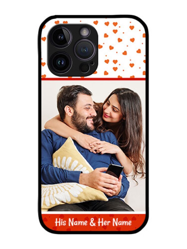 Custom iPhone 14 Pro Custom Glass Phone Case - Orange Love Symbol Design