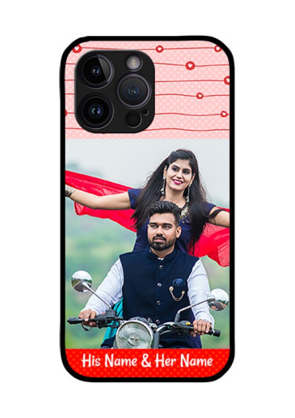 iPhone 14 Pro Personalized Glass Phone Case - Red Pattern Case Design