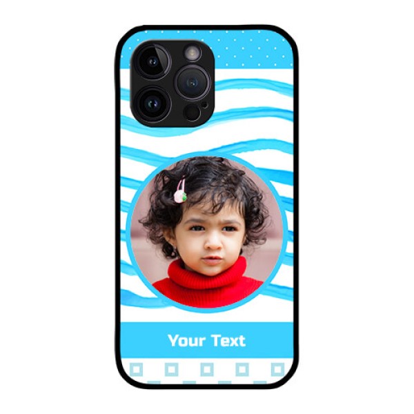 iPhone 14 Pro Custom Glass Phone Case - Simple Blue Case Design iPhone 14 Pro Custom Glass Phone Case - Simple Blue Case Design
