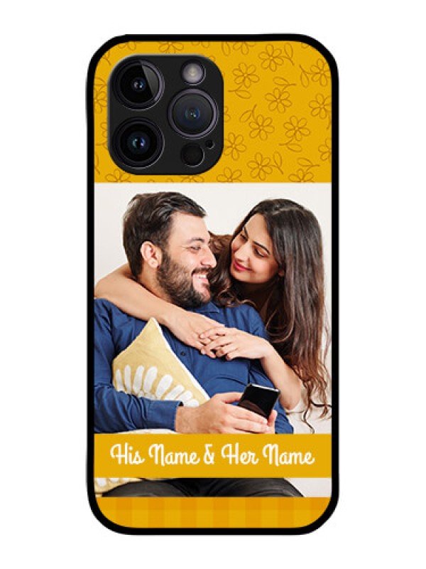 Custom iPhone 14 Pro Custom Glass Mobile Case - Yellow Floral Design