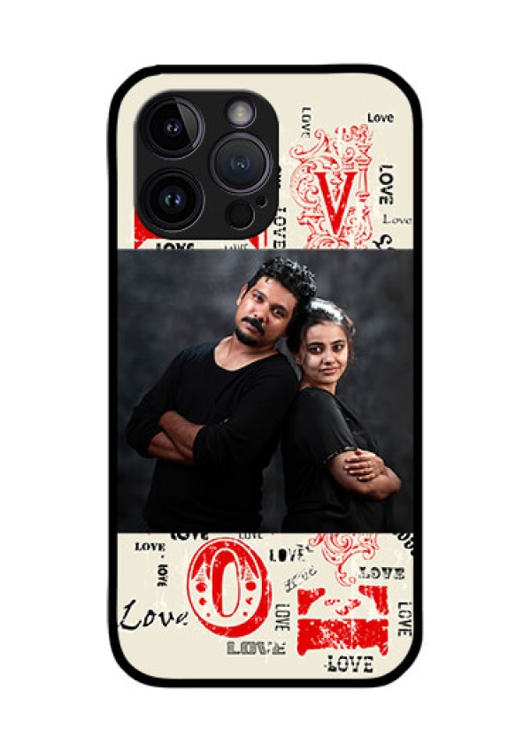 iPhone 14 Pro Photo Printing on Glass Case - Trendy Love Design Case