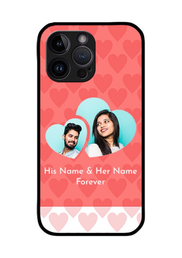 iPhone 14 Pro Personalized Glass Phone Case - Couple Pic Upload Design