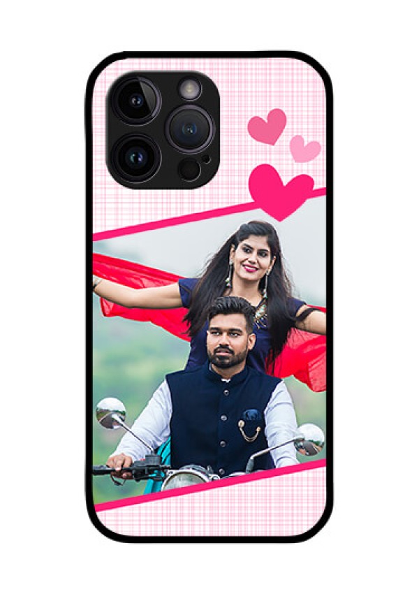 iPhone 14 Pro Custom Glass Phone Case - Love Shape Heart Design