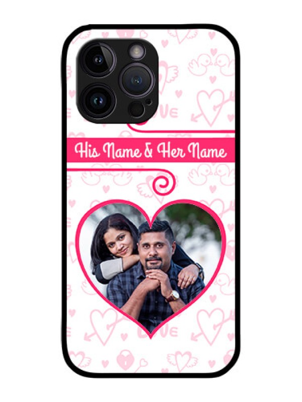 Custom iPhone 14 Pro Personalized Glass Phone Case - Heart Shape Love Design