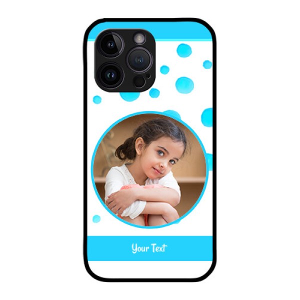 iPhone 14 Pro Photo Printing on Glass Case - Blue Bubbles Pattern Design iPhone 14 Pro Photo Printing on Glass Case - Blue Bubbles Pattern Design