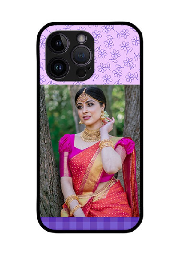 iPhone 14 Pro Custom Glass Phone Case - Purple Floral Design