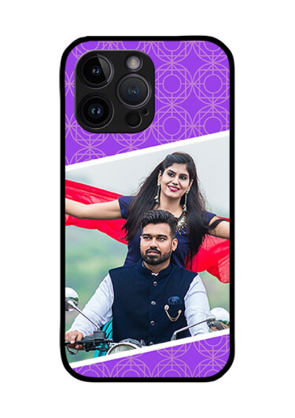 iPhone 14 Pro Custom Glass Phone Case - Violet Pattern Design