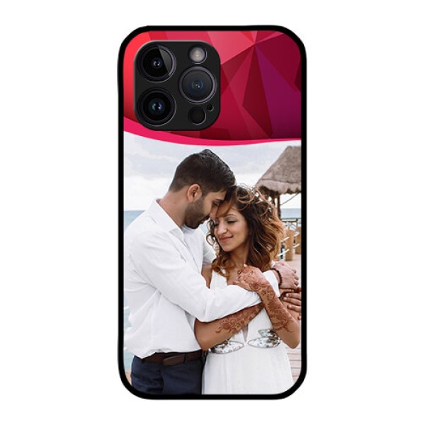 iPhone 14 Pro Custom Glass Mobile Case - Red Abstract Design