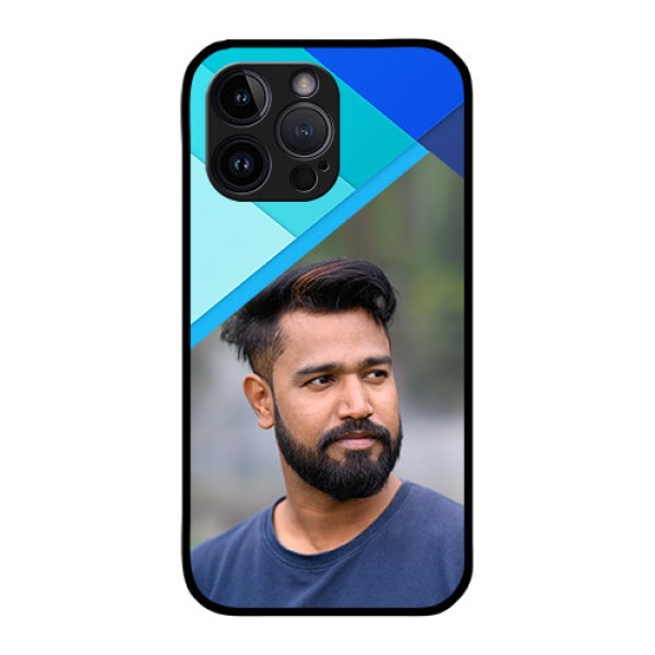 iPhone 14 Pro Custom Glass Phone Case - Blue Pattern Design