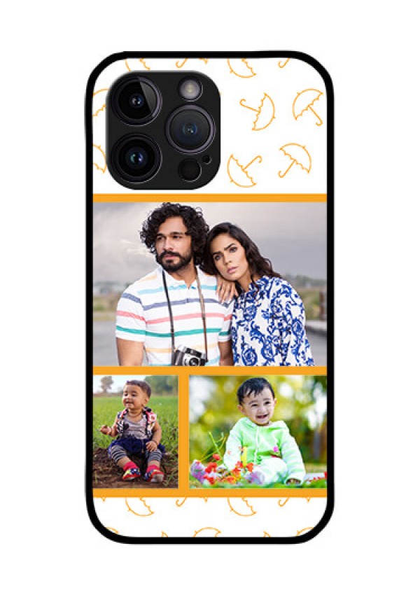 iPhone 14 Pro Custom Glass Mobile Case - Yellow Pattern Design