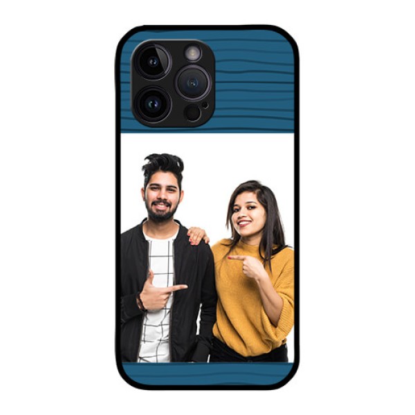 iPhone 14 Pro Custom Glass Phone Case - Blue Pattern Cover Design