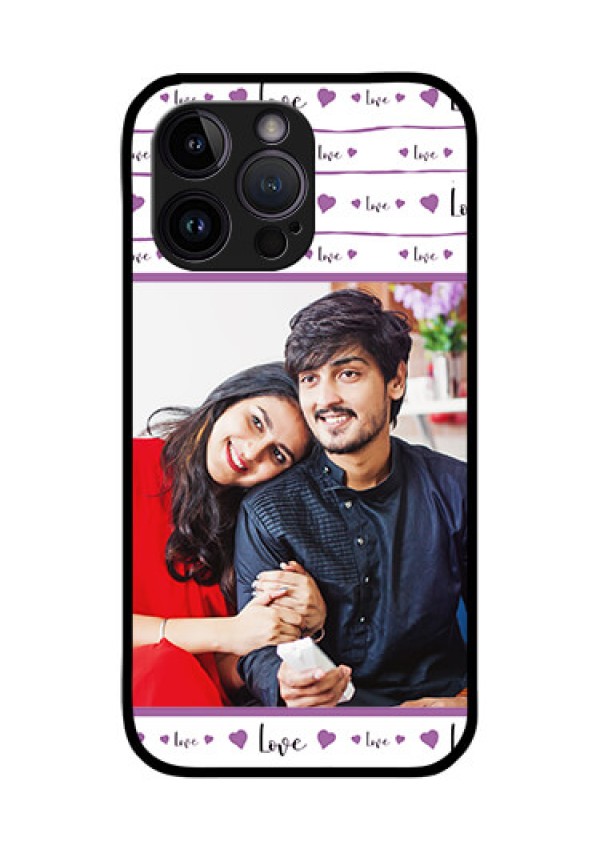 iPhone 14 Pro Custom Glass Mobile Case - Couples Heart Design