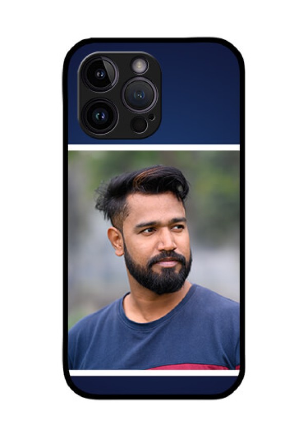 iPhone 14 Pro Personalized Glass Phone Case - Simple Royal Blue Design