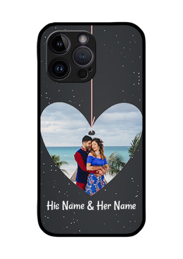iPhone 14 Pro Custom Glass Phone Case - Hanging Heart Design