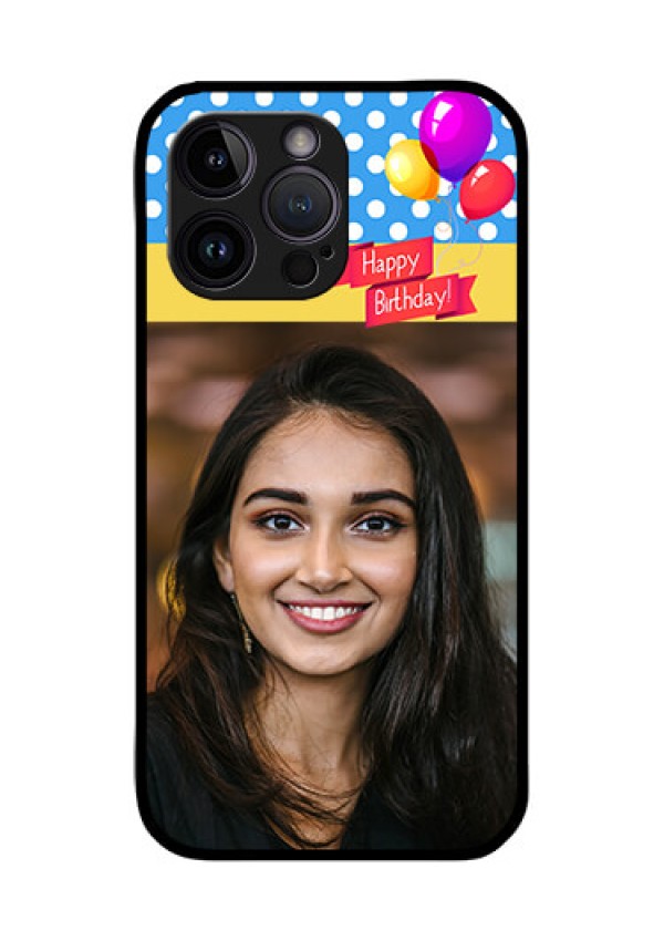 iPhone 14 Pro Custom Glass Mobile Case - Happy Birthday Design