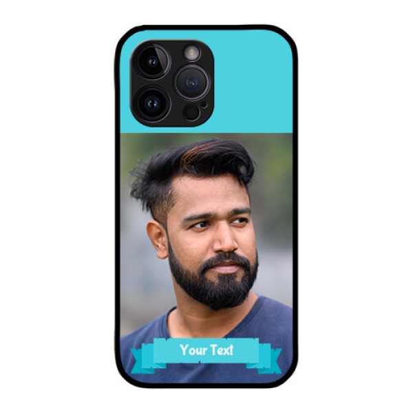 iPhone 14 Pro Personalized Glass Phone Case - Simple Blue Color Design