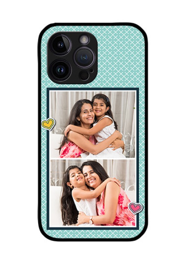iPhone 14 Pro Custom Glass Phone Case - 2 Image Holder with Pattern Design