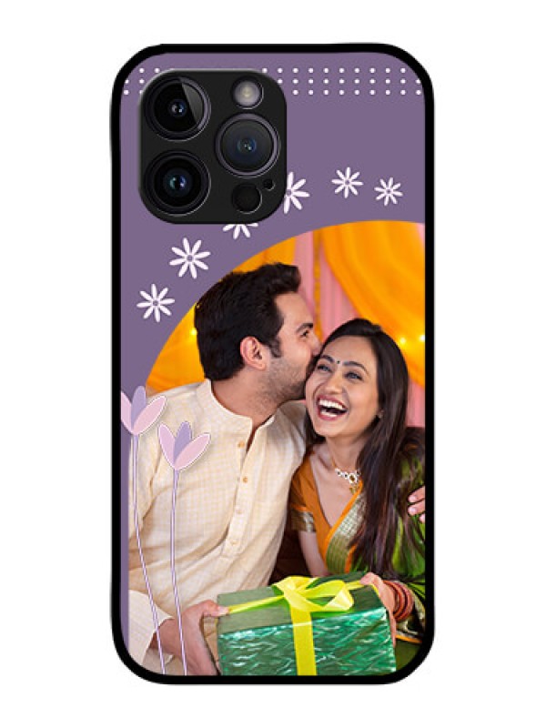 Custom iPhone 14 Pro Custom Glass Mobile Case - Lavender flowers design